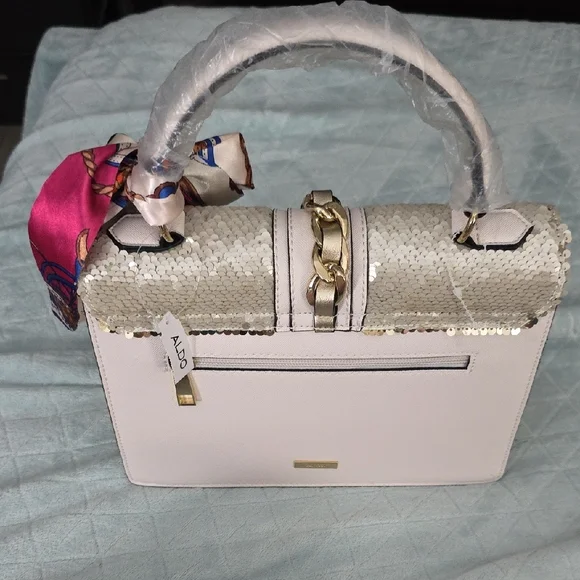 Aldo Pink and Gold Sequined Satchel / Crossbody - Picture 3 of 16